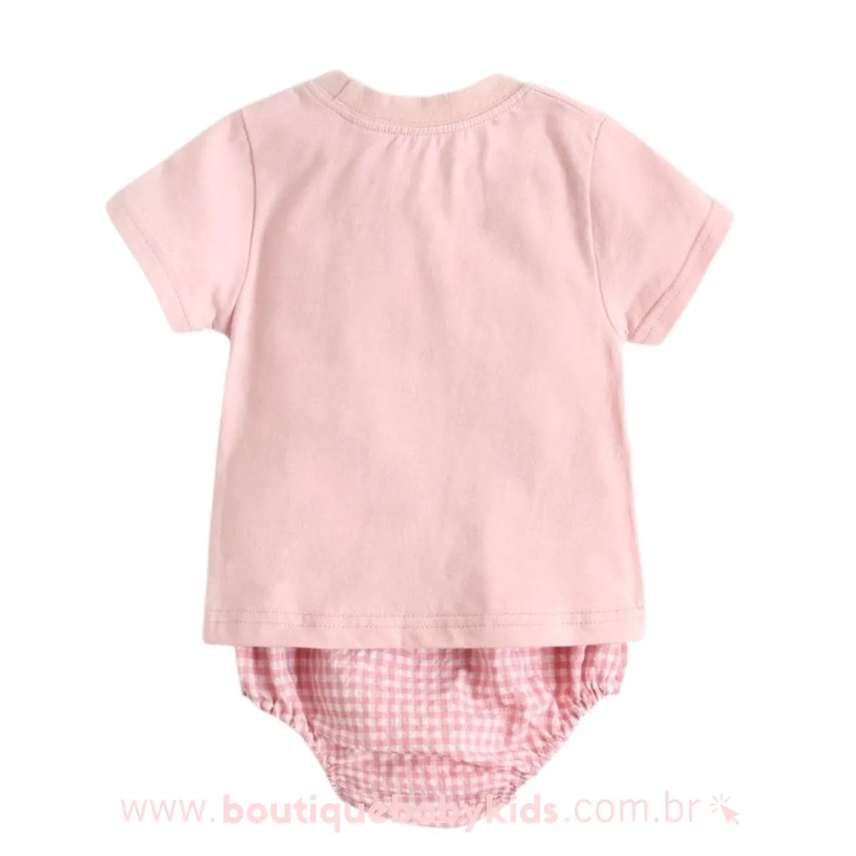Conjunto Bebê Estampa Coelhinha com Tapa Fralda Rosa - Boutique Baby Kids