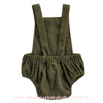 Body Bebê Jardineira Veludo Cotelê com Bolso Verde Exército - Boutique Baby Kids 