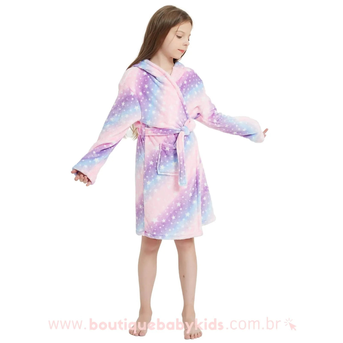 Roupão Infantil Unicórnio Estrelado Multicor com Capuz - Frete Grátis - Boutique Baby Kids