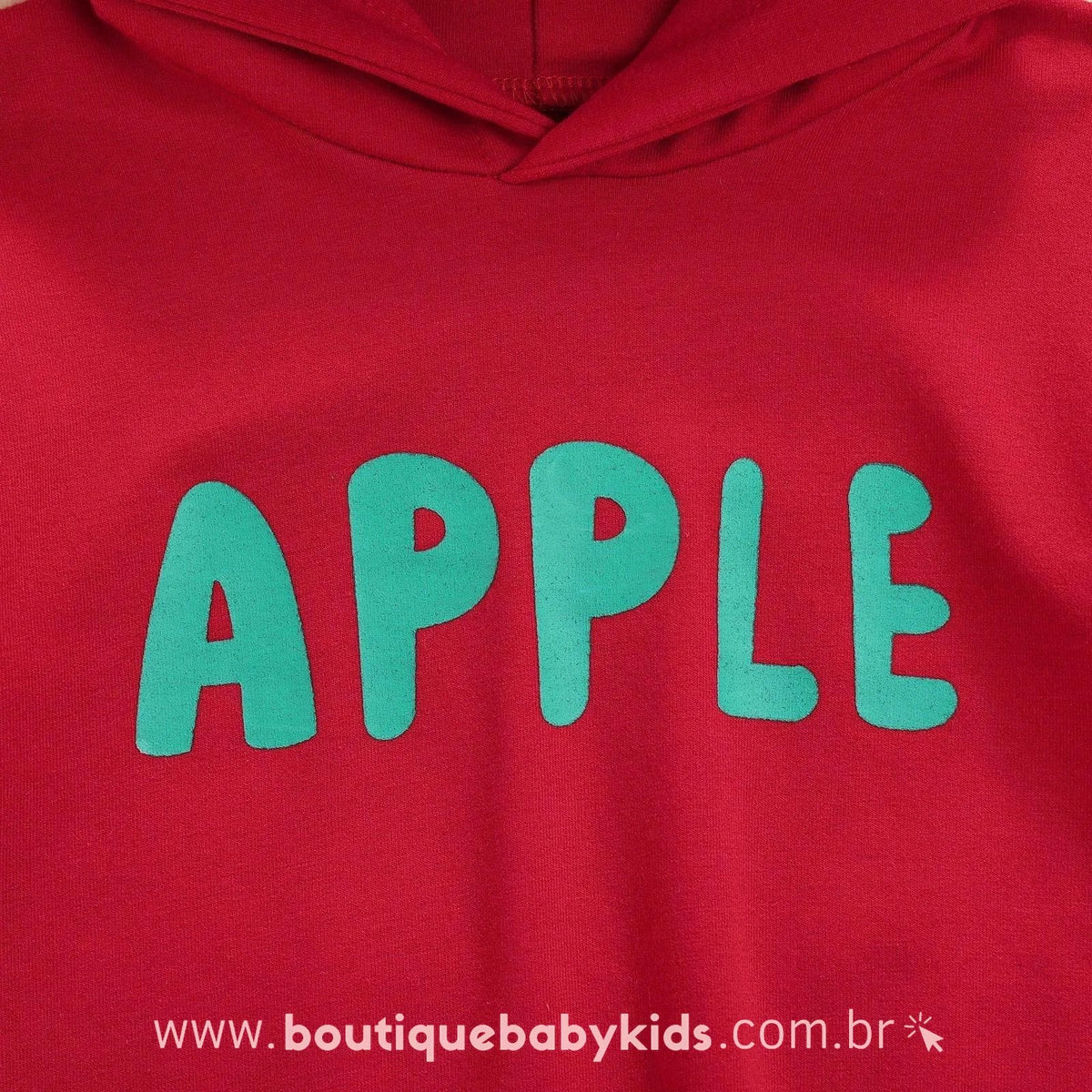 Body Bebê Fantasia Maçã Vermelha com Capuz - Boutique Baby Kids