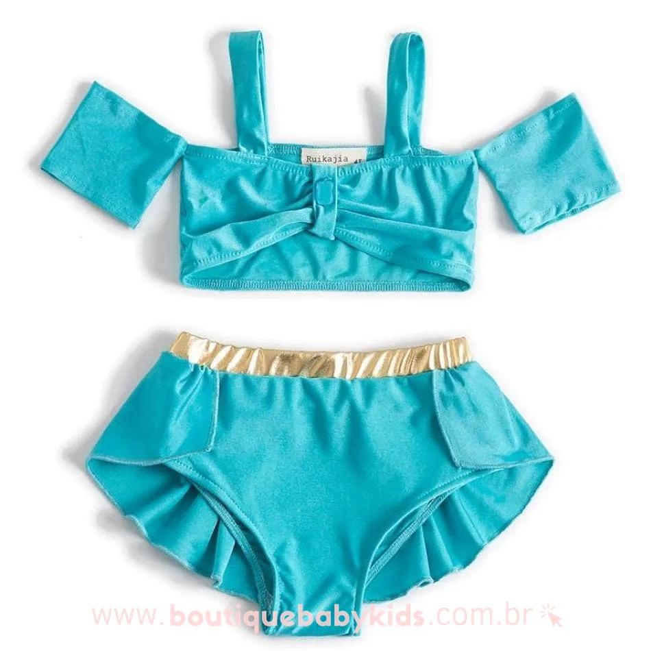 Biquíni Infantil Disney Princesa Jasmine Azul - Frete Grátis - Boutique Baby Kids