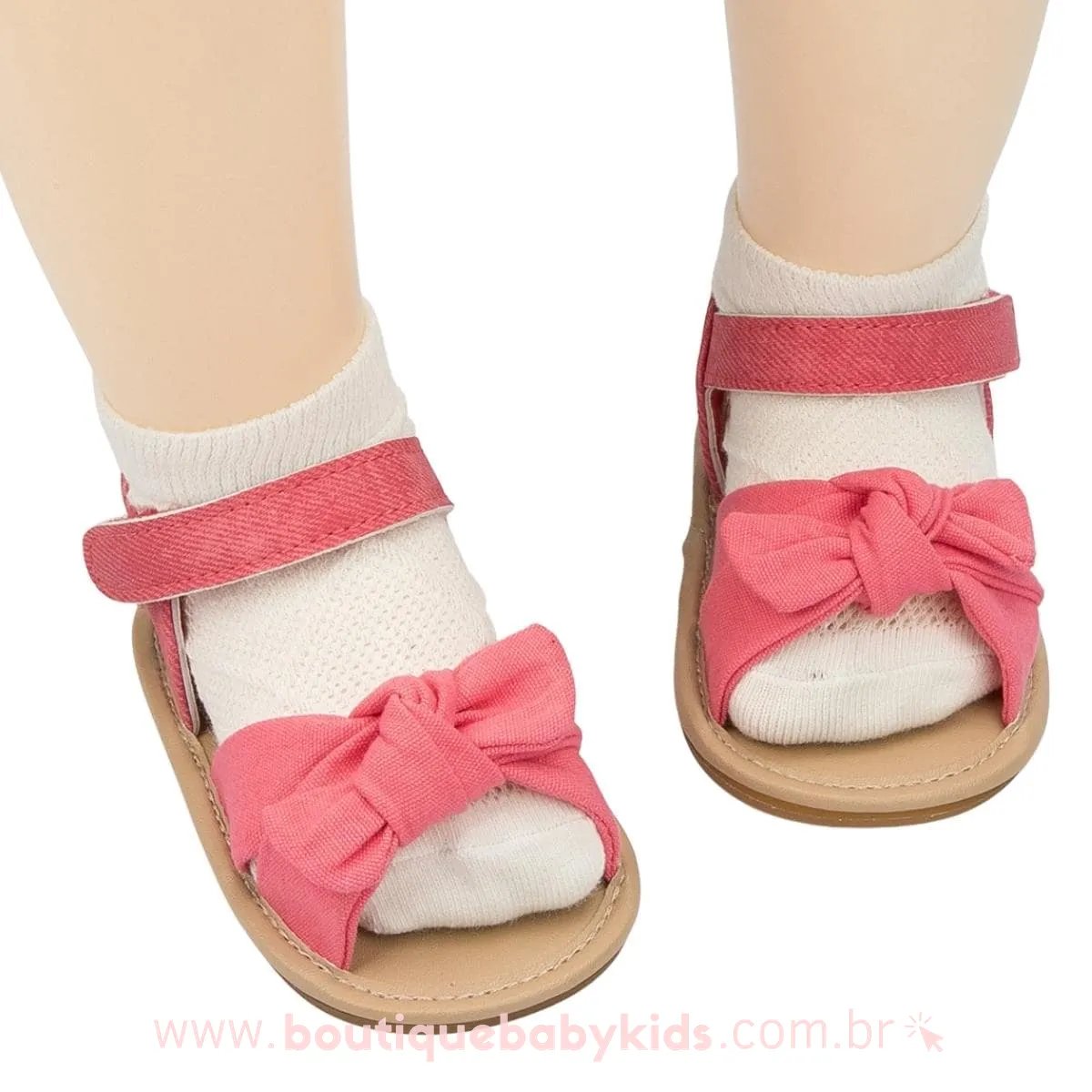 Sandália Bebê Primeiros Passos Laço Frontal Rosa - Boutique Baby Kids