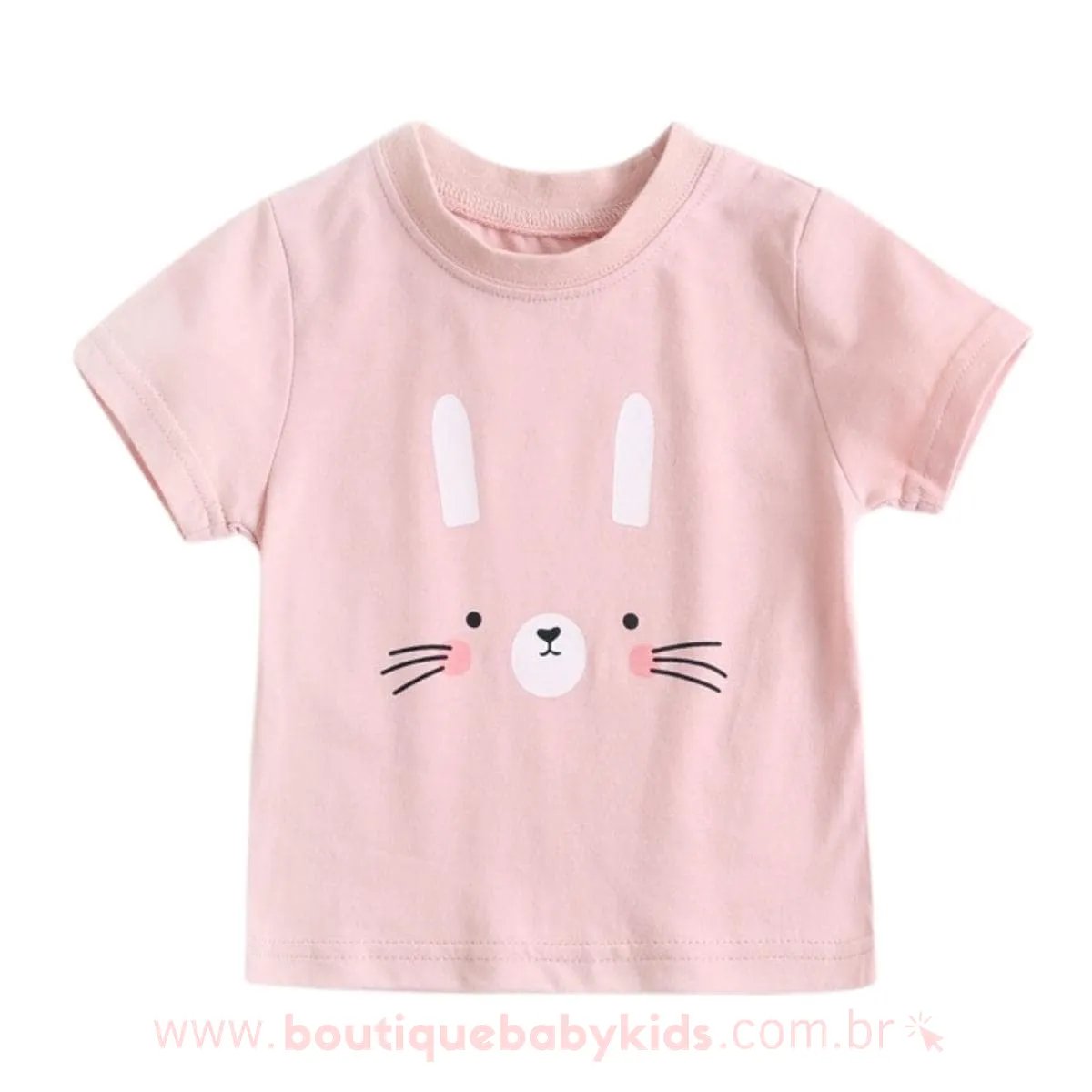Conjunto Bebê Estampa Coelhinha com Tapa Fralda Rosa - Boutique Baby Kids