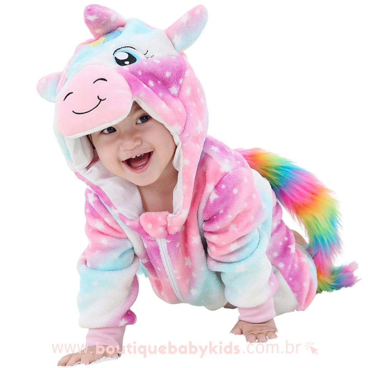 Macacão Bebê Fantasia Unicórnio Soft Estrelado Multicor - Frete Grátis - Boutique Baby Kids