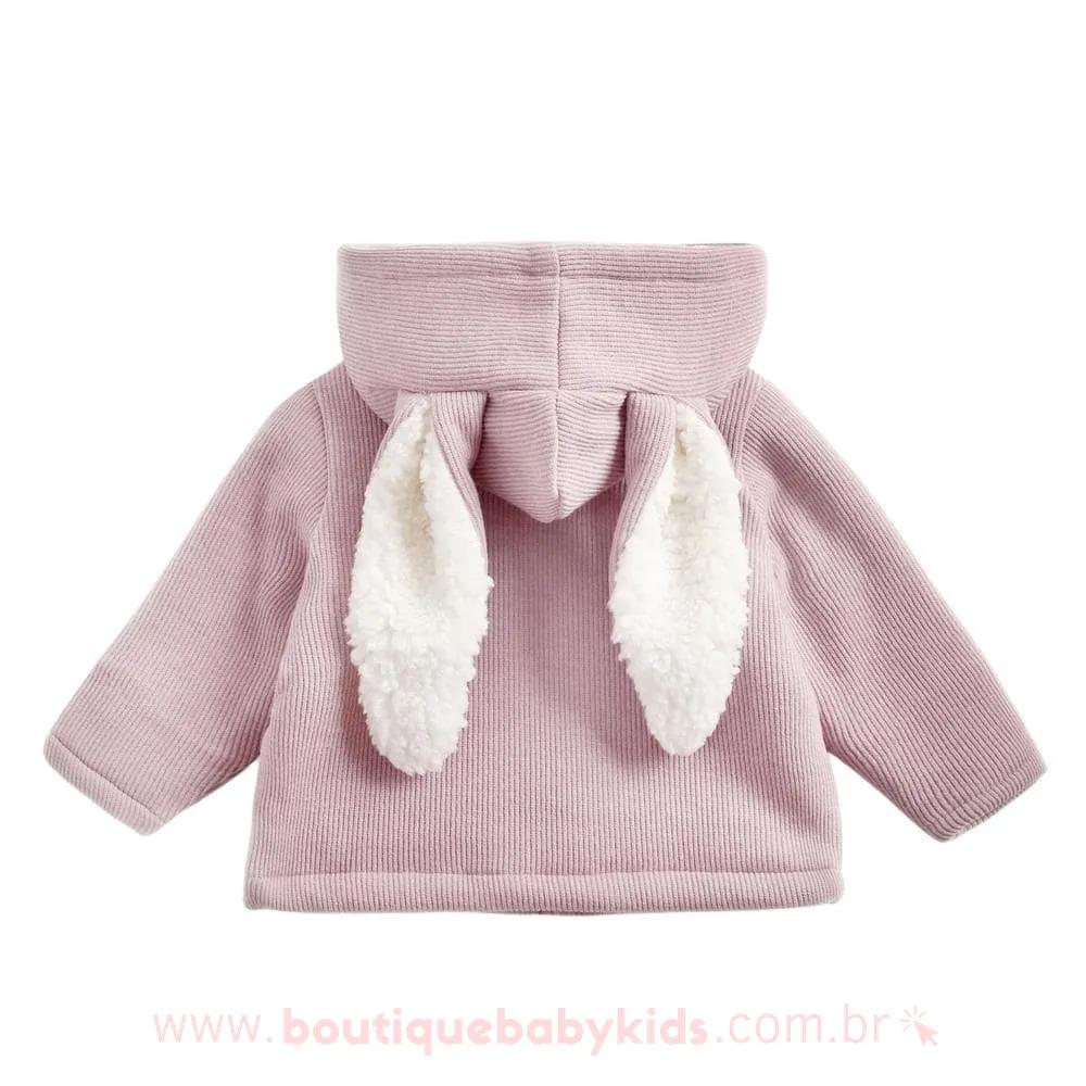 Casaco Bebê Infantil Coelhinho Forrado com Pelos Capuz Orelhinhas Rosa - Frete Grátis - Boutique Baby Kids 