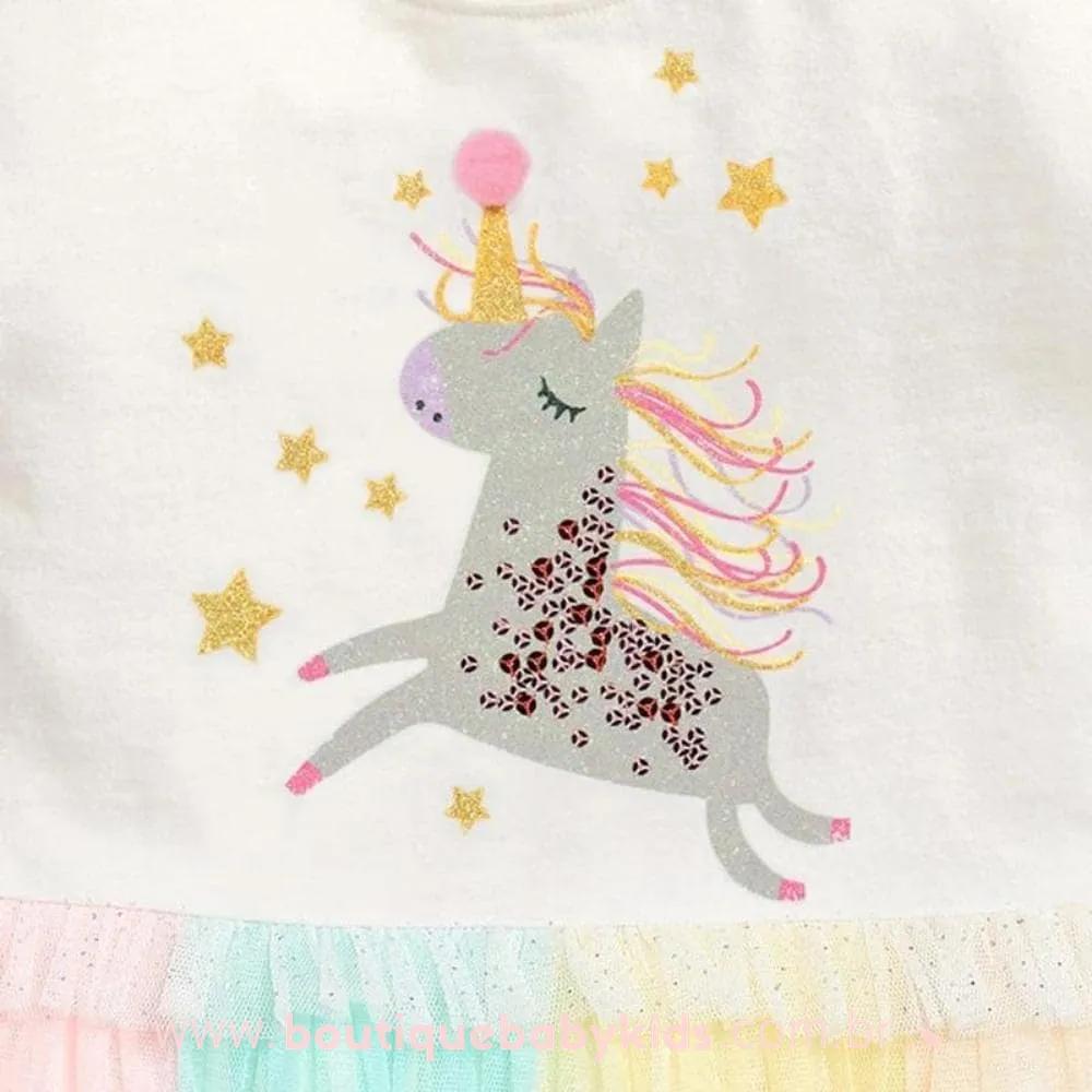 Vestido Infantil Unicórnio Tule Colorido - Boutique Baby Kids Edit alt text