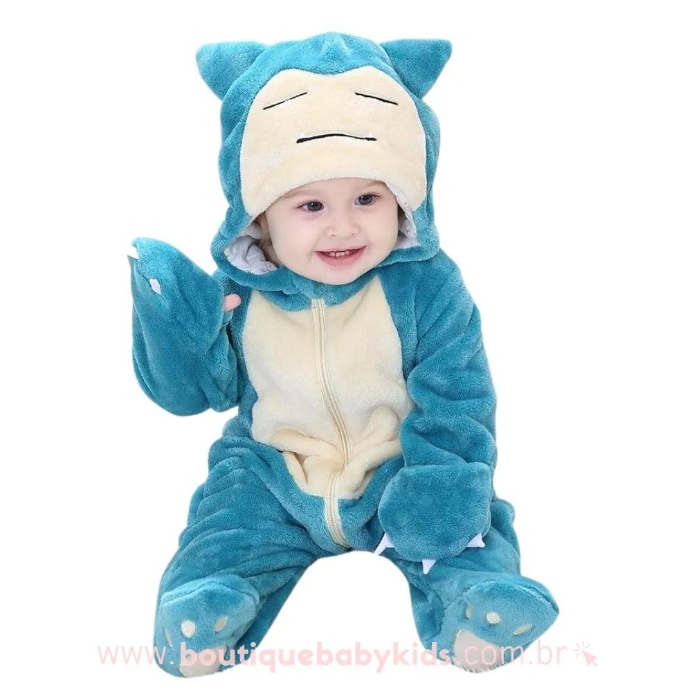 Macacão Bebê Inverno Fantasia Pokémon Snorlax - Boutique Baby Kids