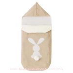 Saco de Dormir Bebê Inverno Tricot Coelhinho Bege - Frete Grátis