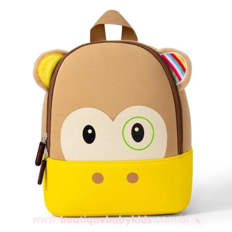 Mochila Infantil Costas Macaco Marrom
