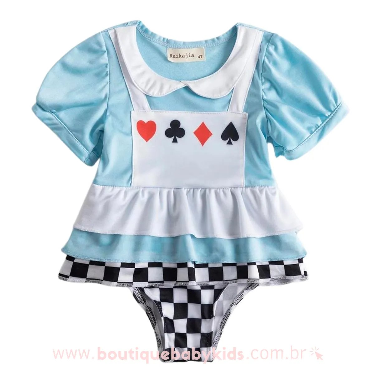 Maiô Infantil Alice no País das Maravilhas Azul - Boutique Baby Kids