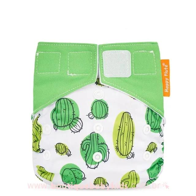 Fralda Ecológica Reutilizável Cactos Verde 3 a 15 kg - Frete Grátis