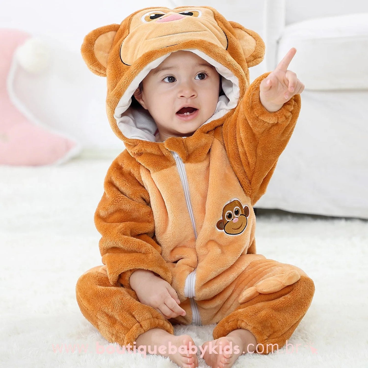 Macacão Bebê Inverno Fantasia Bichinho Macaco - Boutique Baby Kids