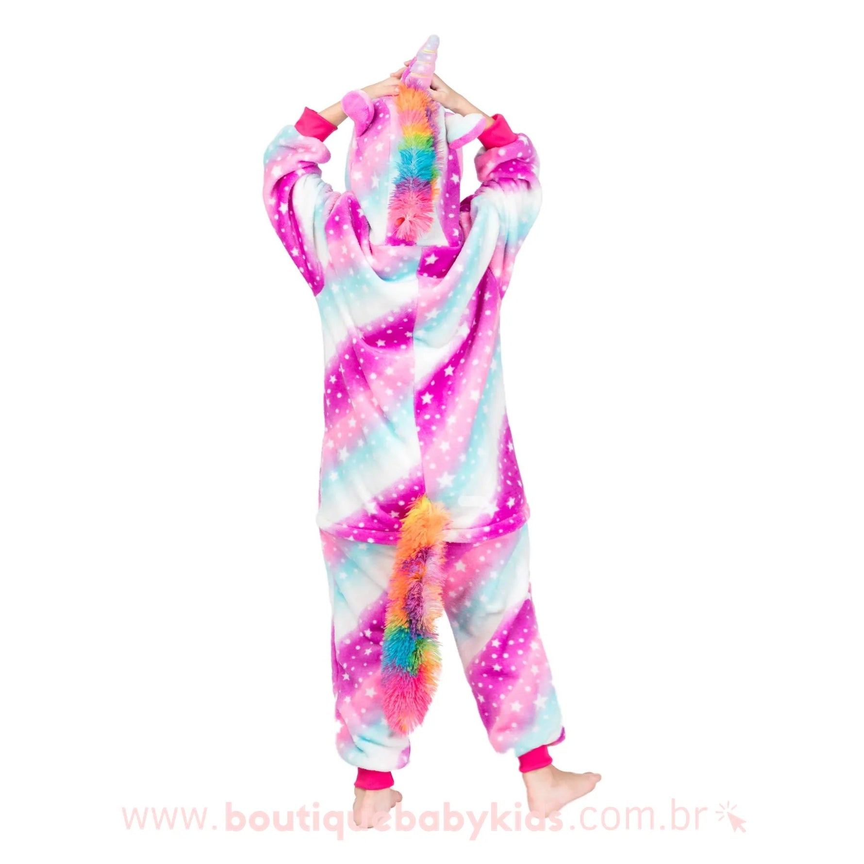 Macacão Pijama Infantil Kigurumi Fantasia Unicórnio Estrelado Multicor - Boutique Baby Kids