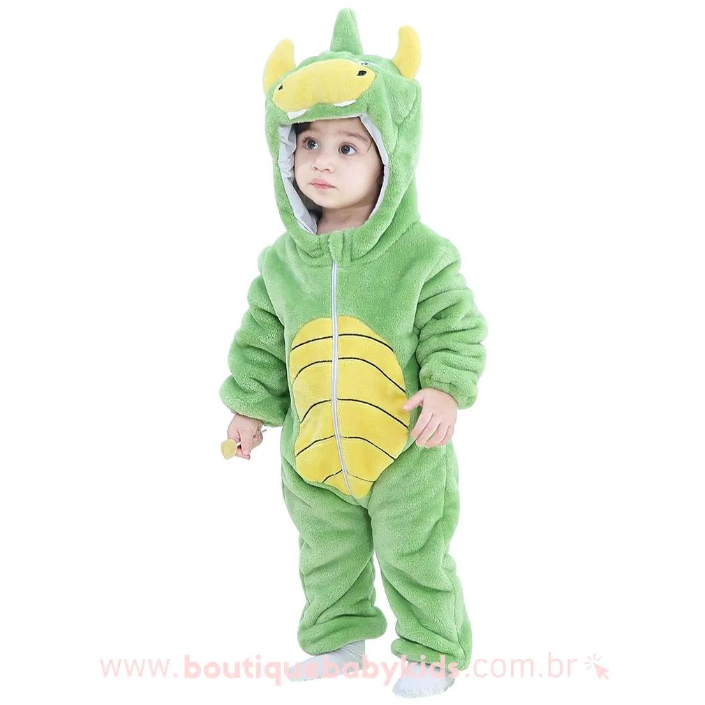 Macacão Bebê Inverno Fantasia Dinossauro - Boutique Baby Kids