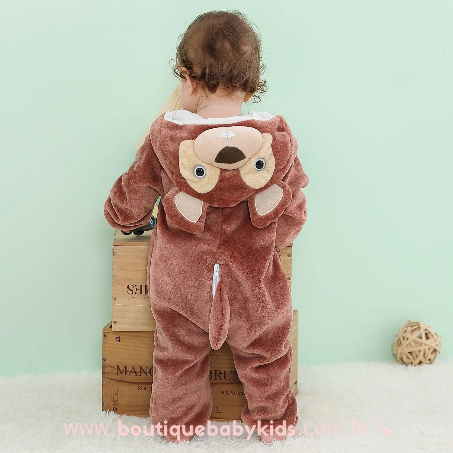 Macacão Bebê Inverno Fantasia Bichinho Esquilo Marrom - Frete Grátis - Boutique Baby Kids