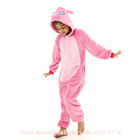 Pijama Infantil Fantasia Kigurumi Stitch Angel Rosa - Frete Grátis