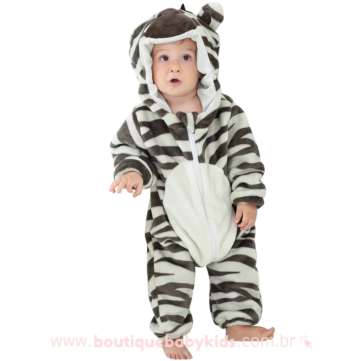 Macacão Bebê Inverno Fantasia Zebra Mesversário - Frete Grátis - Boutique Baby Kids