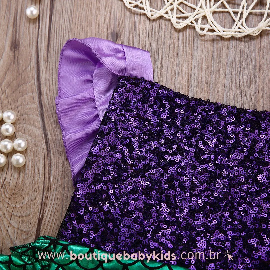 Body Bebê Fantasia Sereia com Paetês - Boutique Baby Kids